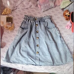 Light Blue A-Line Denim Skirt For Girl